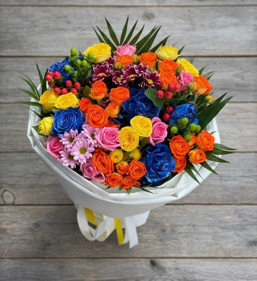 Букет цветов из: Розы и Хризантемы в Гололобово