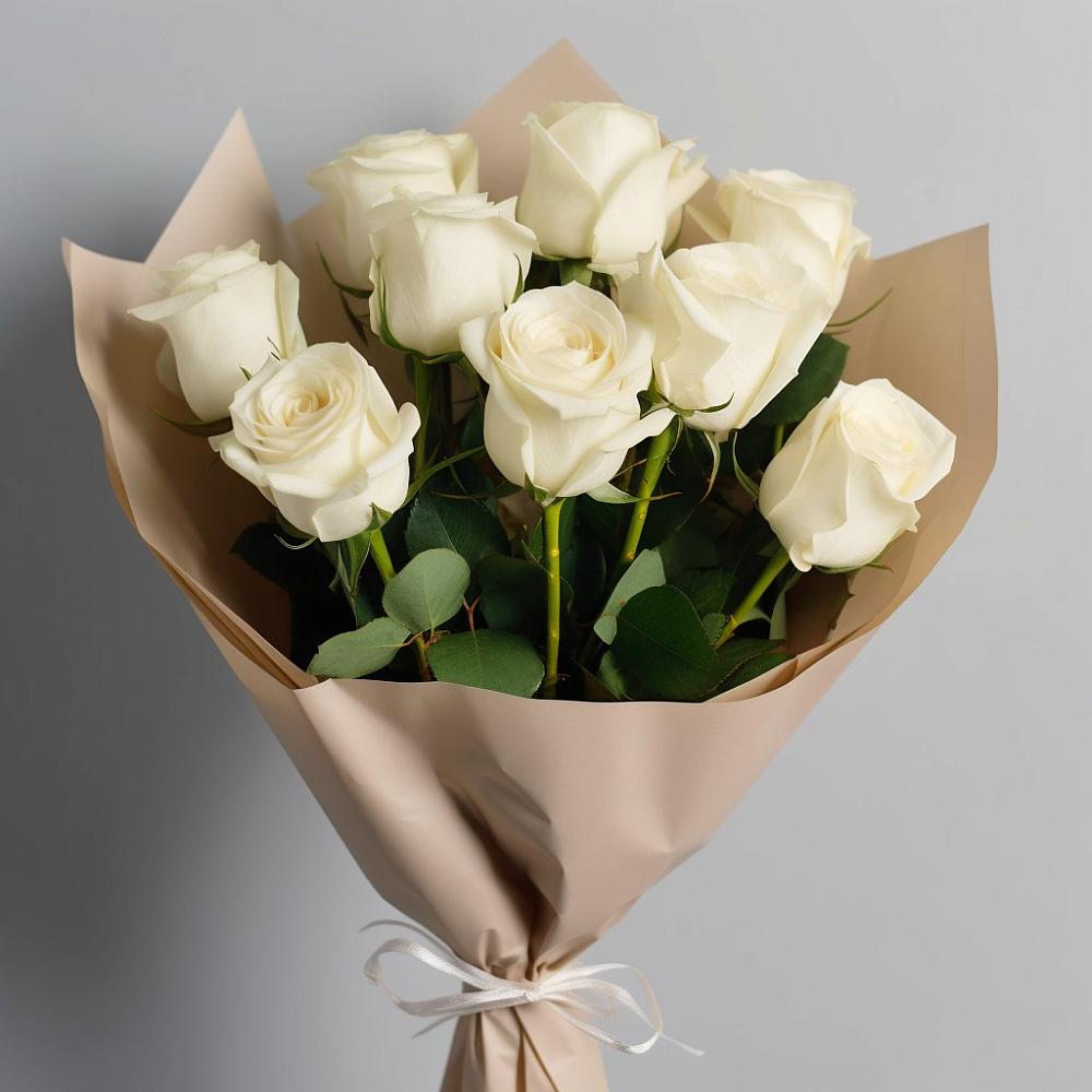 Букет 9 Белых роз Эдлесс Лав в Гололобово