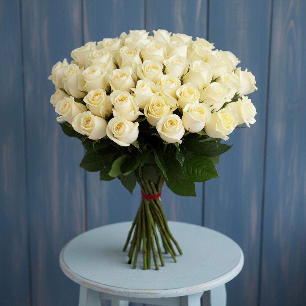 Букет 51 Белая роза Эдлесс Лав в Гололобово