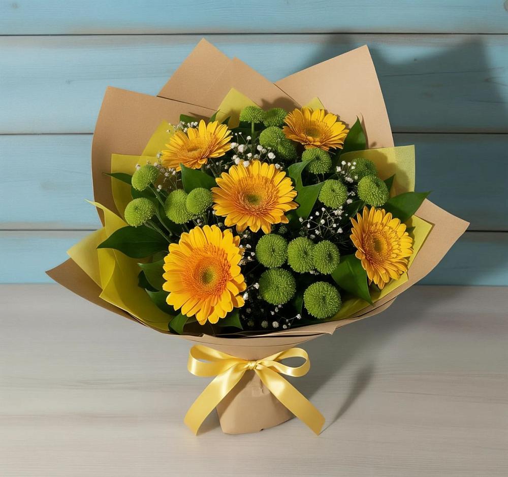 Букет цветов из: Герберы и Хризантемы в Гололобово