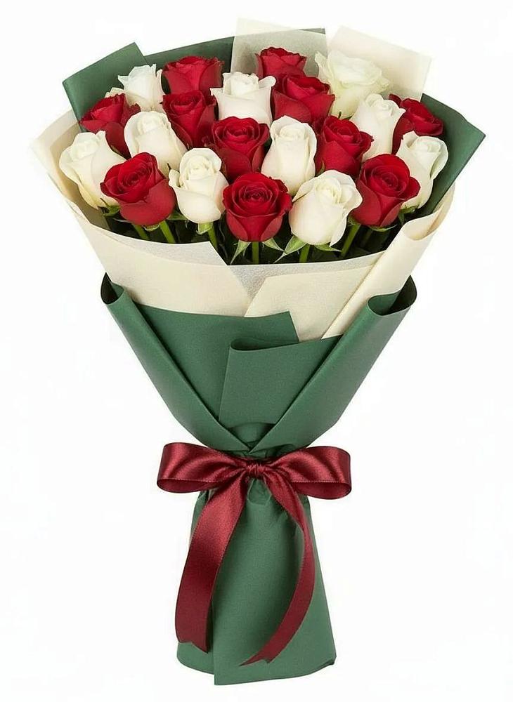 Букет Микс из красных и белых роз в Гололобово