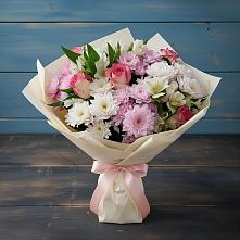 Букет цветов из:  Хризантемы, Альстромерии и Розы в Гололобово