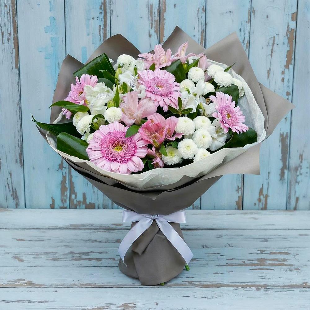 Букет цветов из: Герберы, Альстромерии и Хризантемы в Гололобово